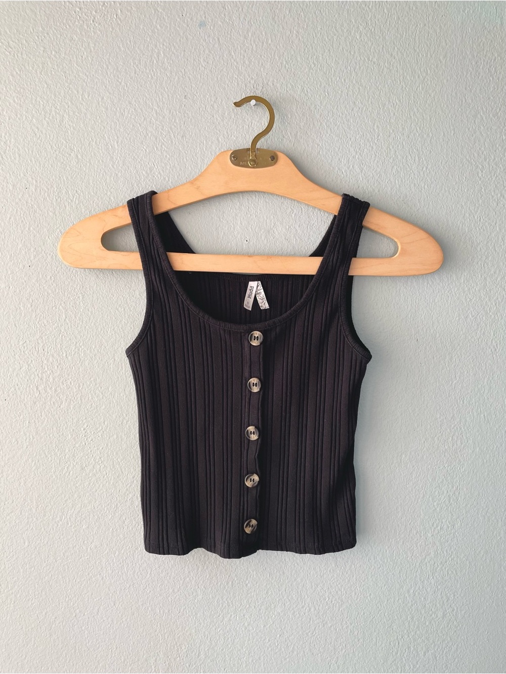 🌻5/$15🌻 Mudd | Black Ribbed Faux Button Up Tank Top